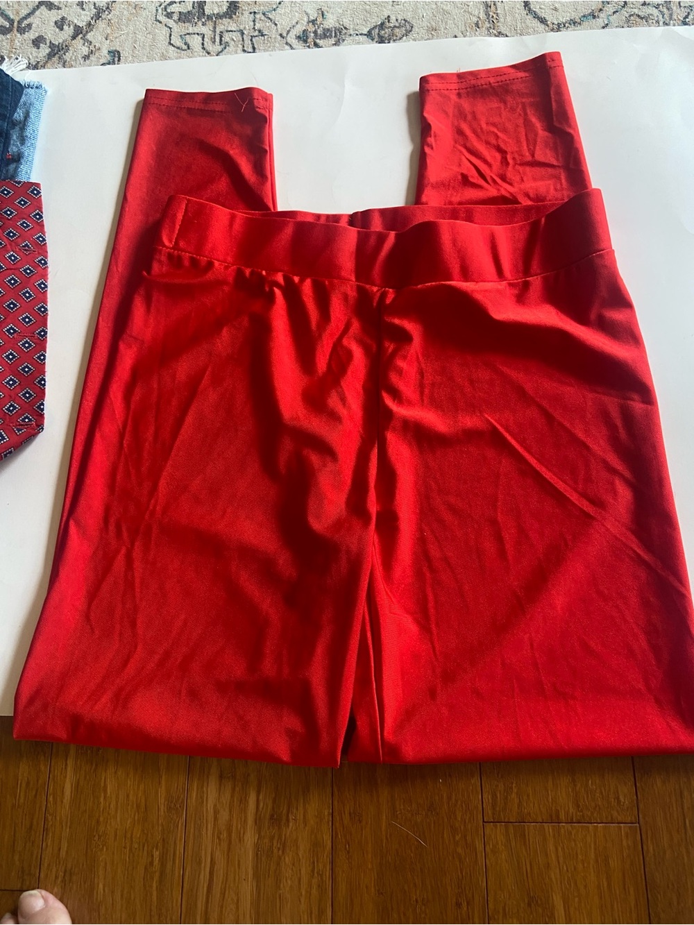 Vintage 8 of Hearts Bright Red Stretch Leggings Size Large